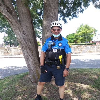 HUPD officer walking the beat on campus